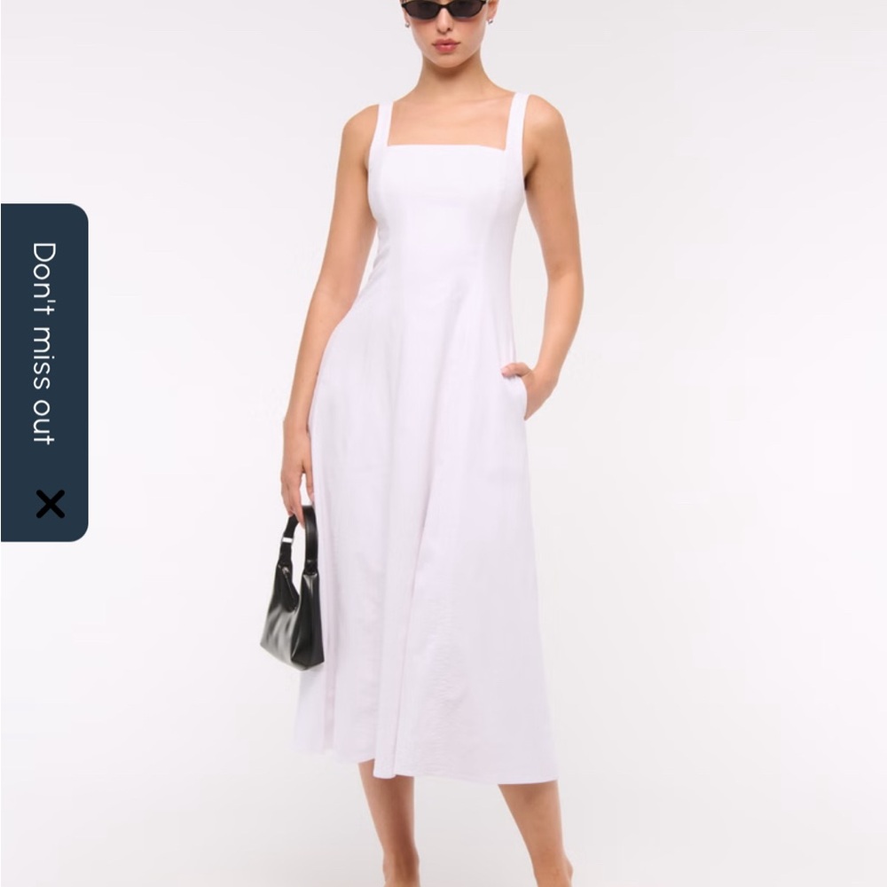 NWT Abercrombie & Fitch White Mila Stretch Lined Midi Dress size S petite